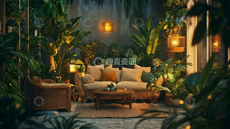 高清大图下载【趣麦麦图】热带雨林风格户外休闲区