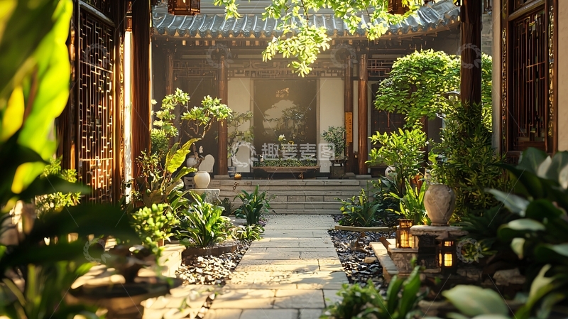 高清大图下载【趣麦麦图】中式庭院