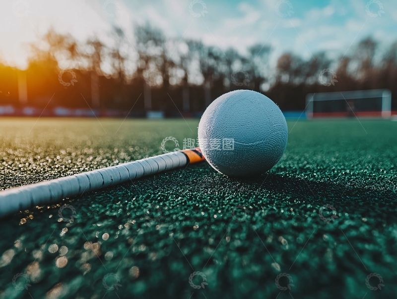 高清大图下载【趣麦麦图】草地上曲棍球和球