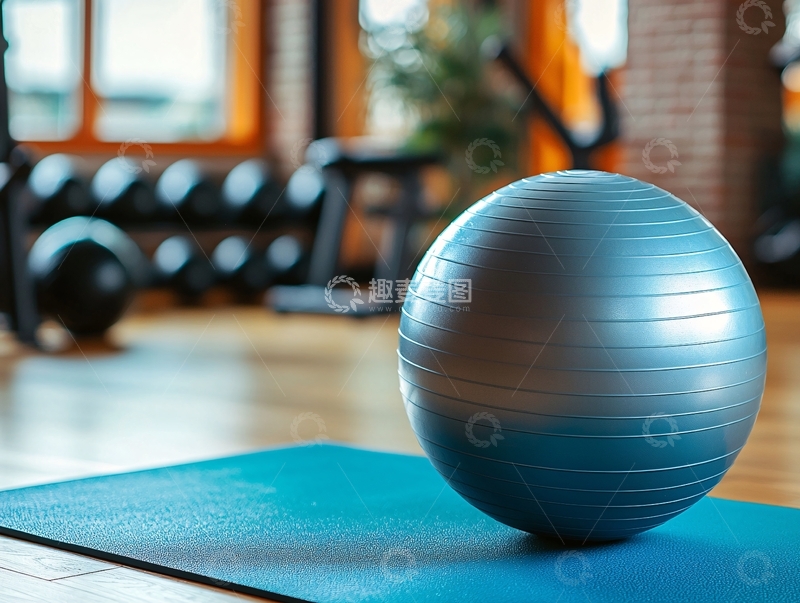 高清大图下载【趣麦麦图】瑜伽垫上的健身球
