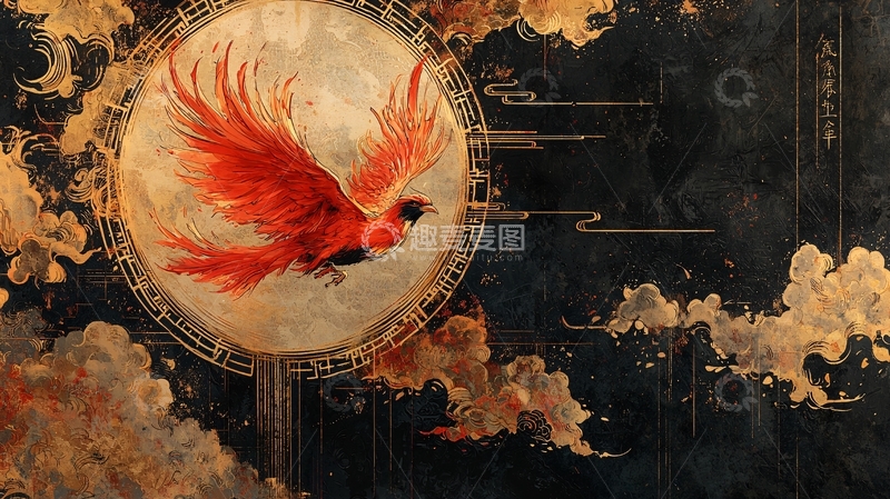 高清大图下载【趣麦麦图】红色凤凰翱翔