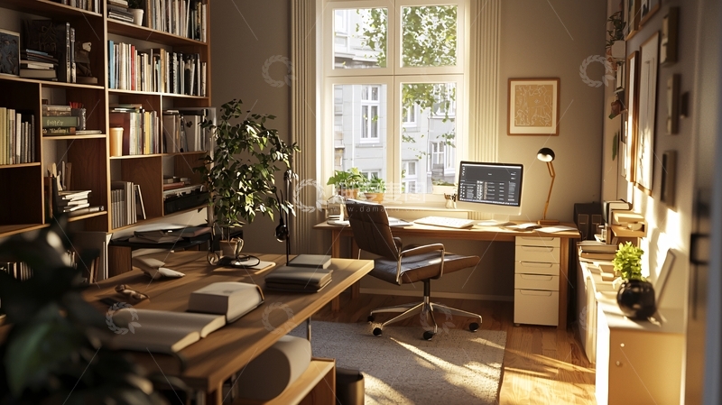 高清大图下载【趣麦麦图】阳光洒进书房