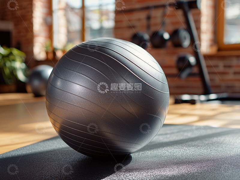 高清大图下载【趣麦麦图】健身球在垫子上
