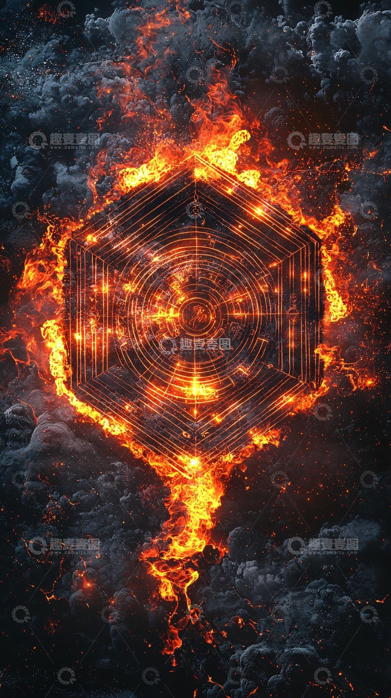 高清大图下载【趣麦麦图】燃烧的六边形图案