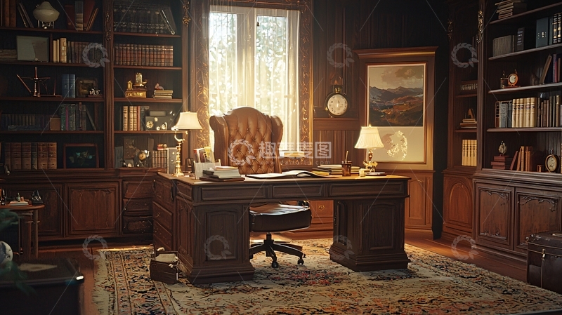 高清大图下载【趣麦麦图】复古书房