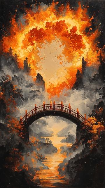 燃烧光环下的桥梁