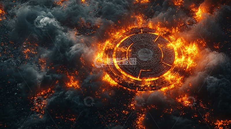 高清大图下载【趣麦麦图】燃烧天空中的圆形物体