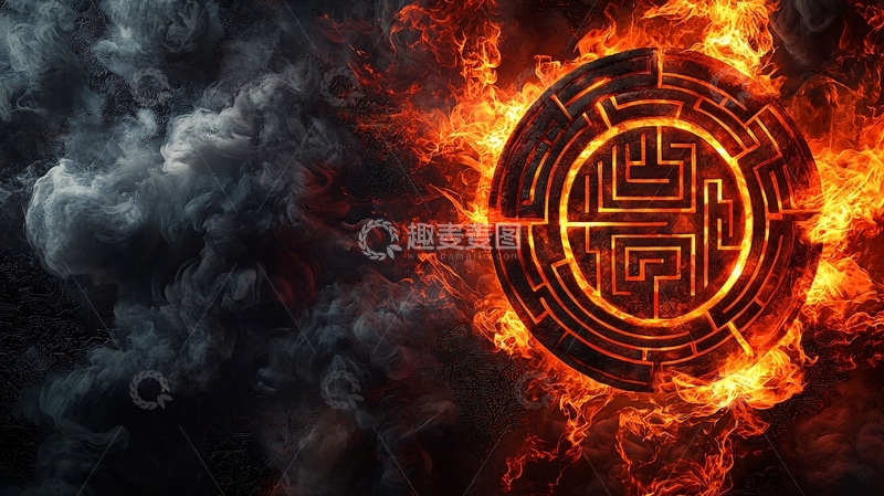高清大图下载【趣麦麦图】燃烧的迷宫图案
