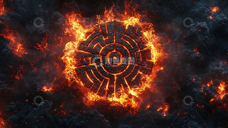 高清大图下载【趣麦麦图】火焰燃烧的迷宫石头