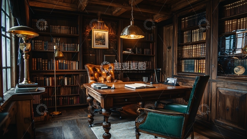 高清大图下载【趣麦麦图】复古书房
