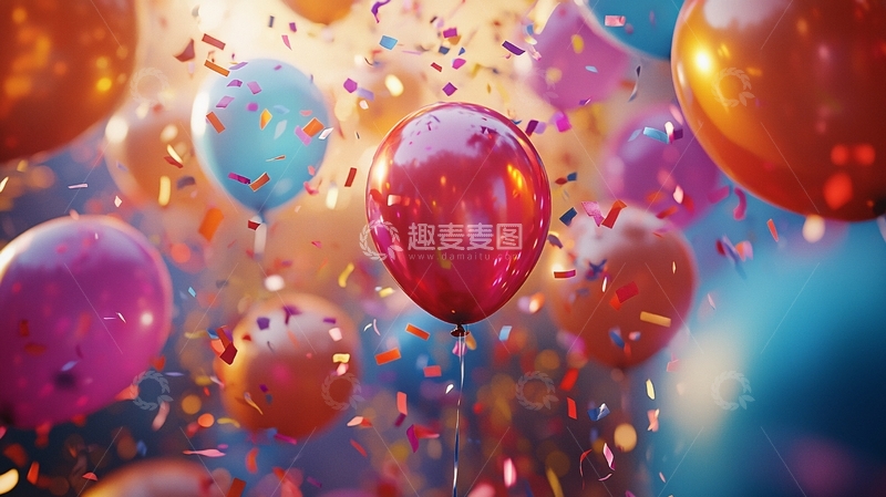 高清大图下载【趣麦麦图】彩色气球庆祝