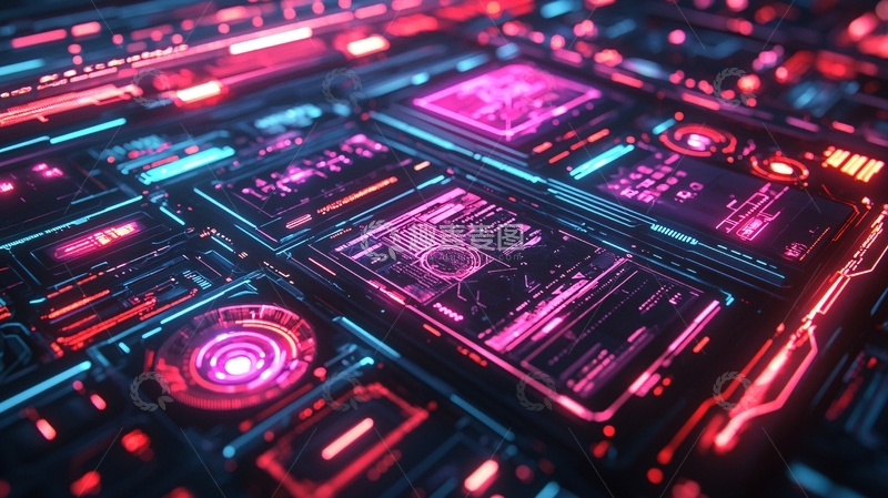 高清大图下载【趣麦麦图】未来科技感的电子控制面板