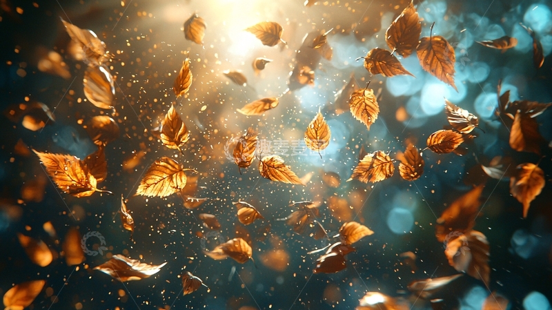 高清大图下载【趣麦麦图】秋叶飞舞的唯美光影