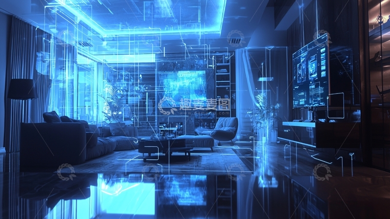 高清大图下载【趣麦麦图】未来科技感客厅
