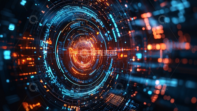 高清大图下载【趣麦麦图】科技感圆形数据流动