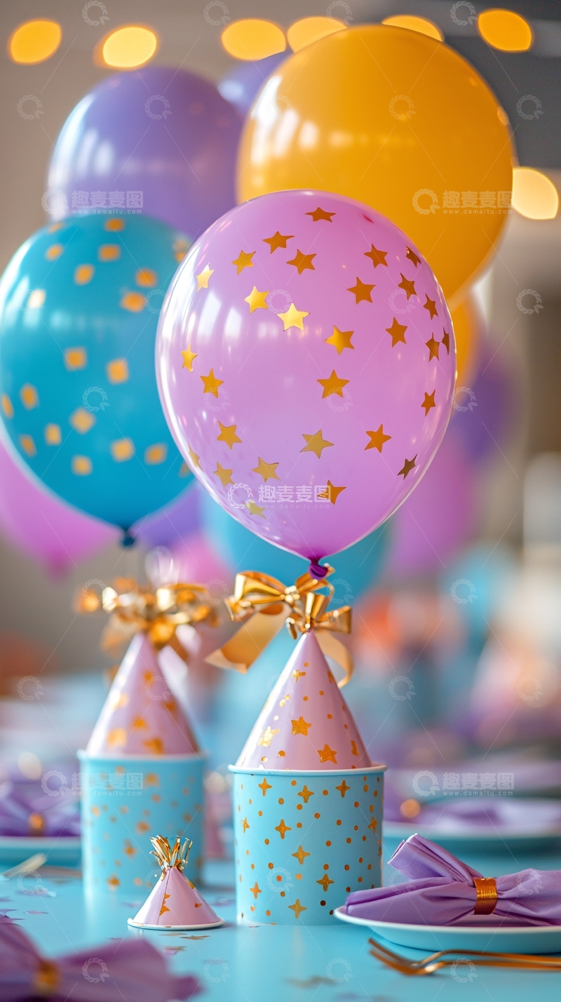 高清大图下载【趣麦麦图】生日派对的彩色气球