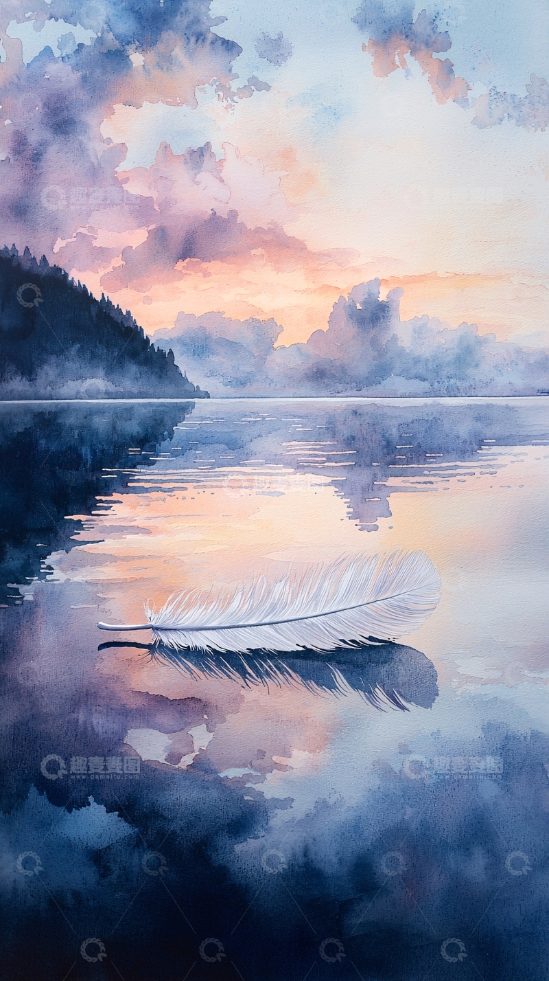 高清大图下载【趣麦麦图】湖面上的羽毛