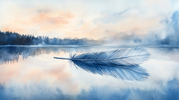 平静湖面上的羽毛