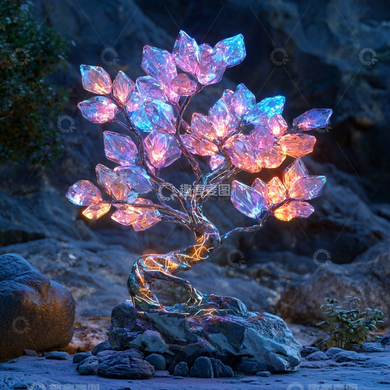高清大图下载【趣麦麦图】发光水晶树