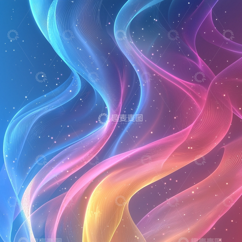 高清大图下载【趣麦麦图】抽象彩色流动线条