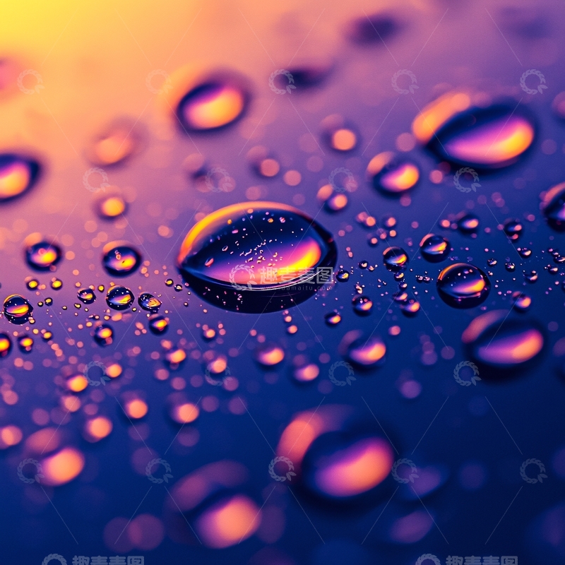 高清大图下载【趣麦麦图】水珠在紫色背景上反射光芒