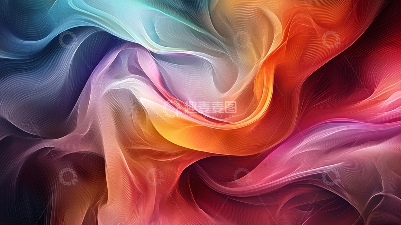 高清大图下载【趣麦麦图】彩色丝绸质感抽象背景