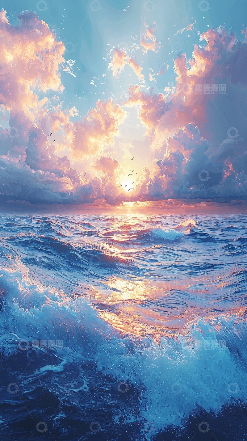 高清大图下载【趣麦麦图】波光粼粼的海洋