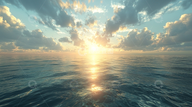 高清大图下载【趣麦麦图】海面日出云彩壮丽景色