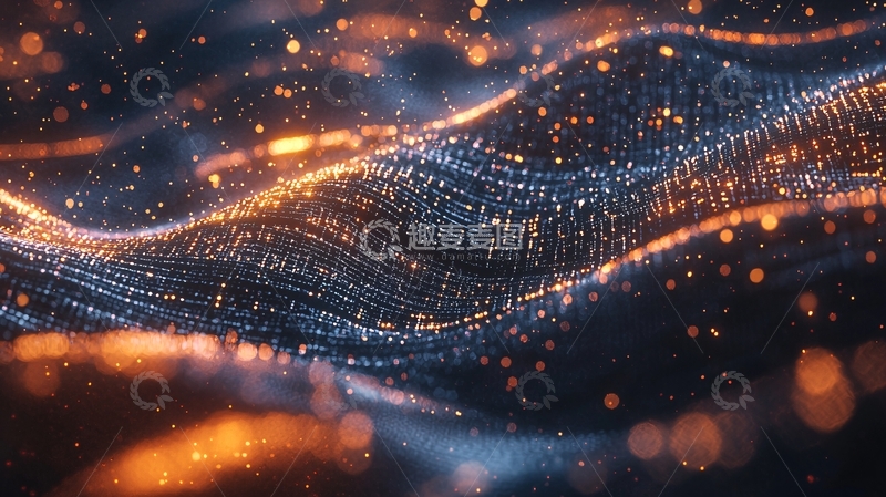 高清大图下载【趣麦麦图】暗色系粒子波浪背景