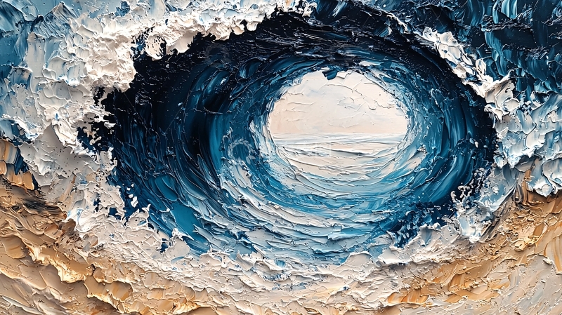 高清大图下载【趣麦麦图】海浪漩涡的油画