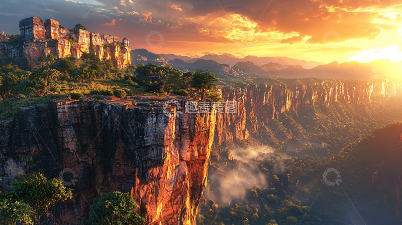 高清大图下载【趣麦麦图】壮丽的峡谷日落景色