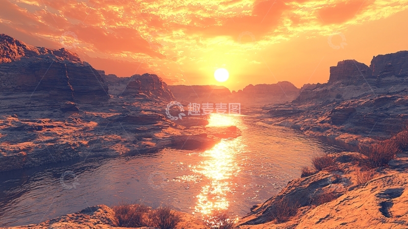 高清大图下载【趣麦麦图】壮丽的峡谷日落