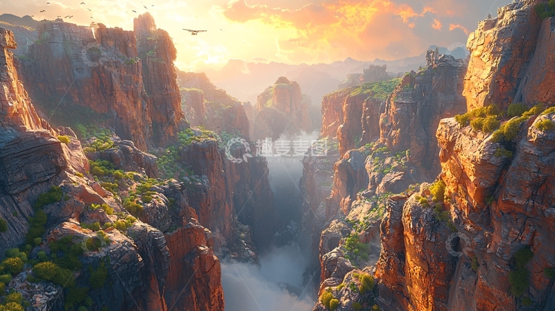 高清大图下载【趣麦麦图】壮丽峡谷日出美景