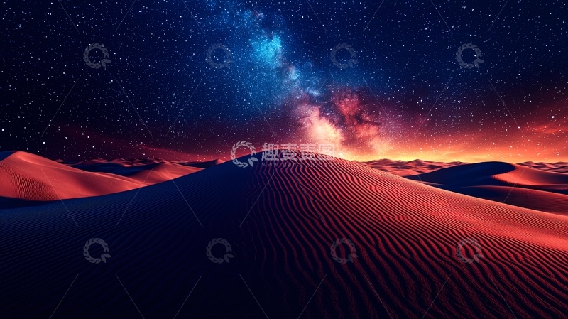 高清大图下载【趣麦麦图】星空下的沙漠