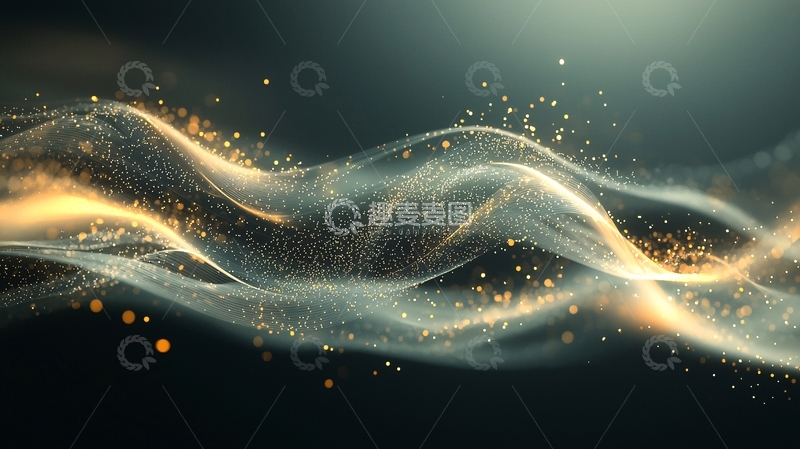 高清大图下载【趣麦麦图】金色粒子波浪