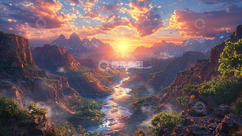 高清大图下载【趣麦麦图】壮丽山河日出景观