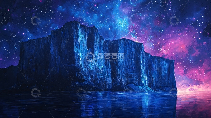 高清大图下载【趣麦麦图】星空下的悬崖峭壁