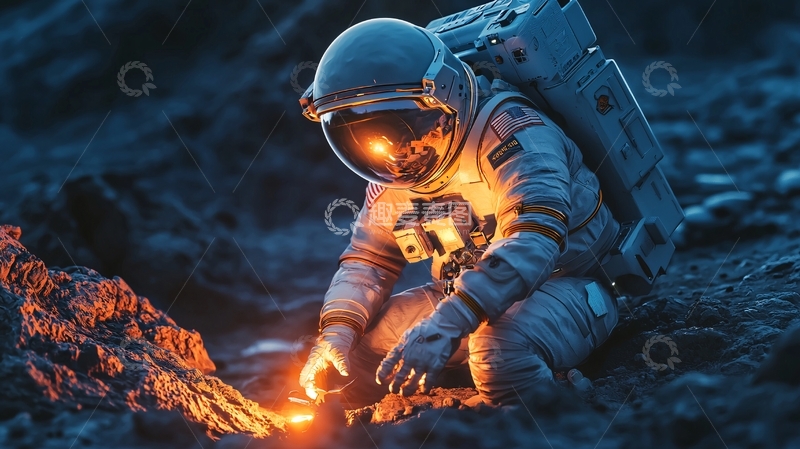 高清大图下载【趣麦麦图】宇航员在星球表面探索