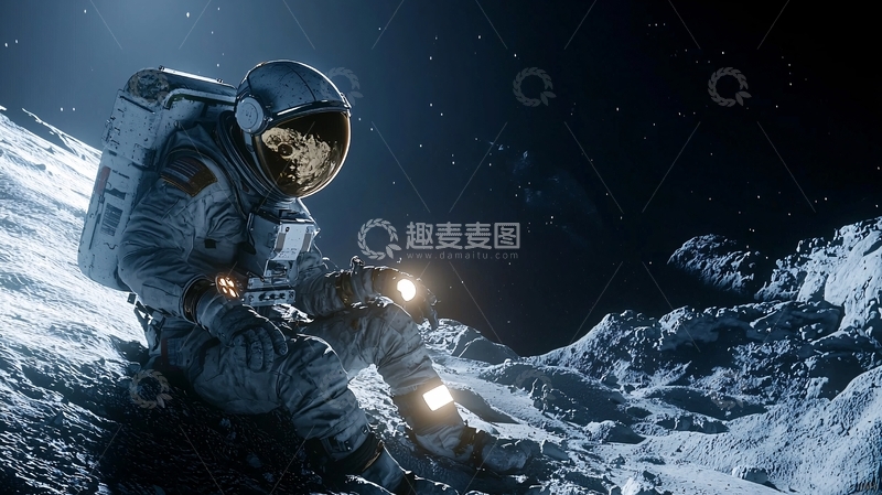 高清大图下载【趣麦麦图】宇航员月球表面