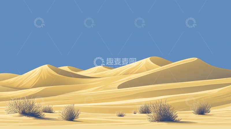 高清大图下载【趣麦麦图】金色沙丘和蓝色天空