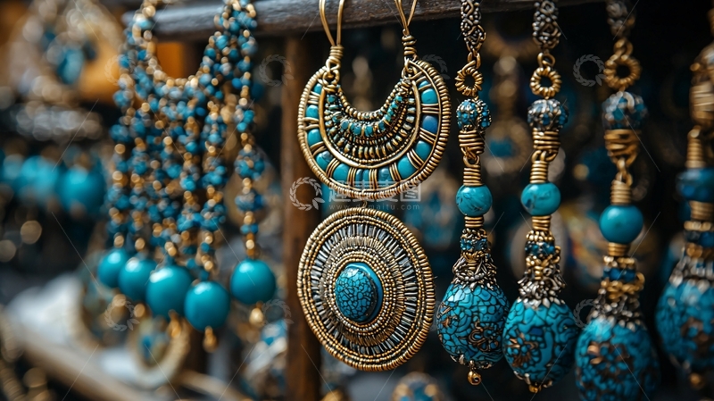 高清大图下载【趣麦麦图】复古绿松石风格饰品