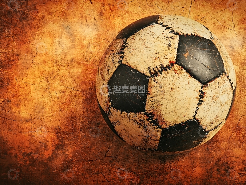 高清大图下载【趣麦麦图】怀旧足球在做旧背景上
