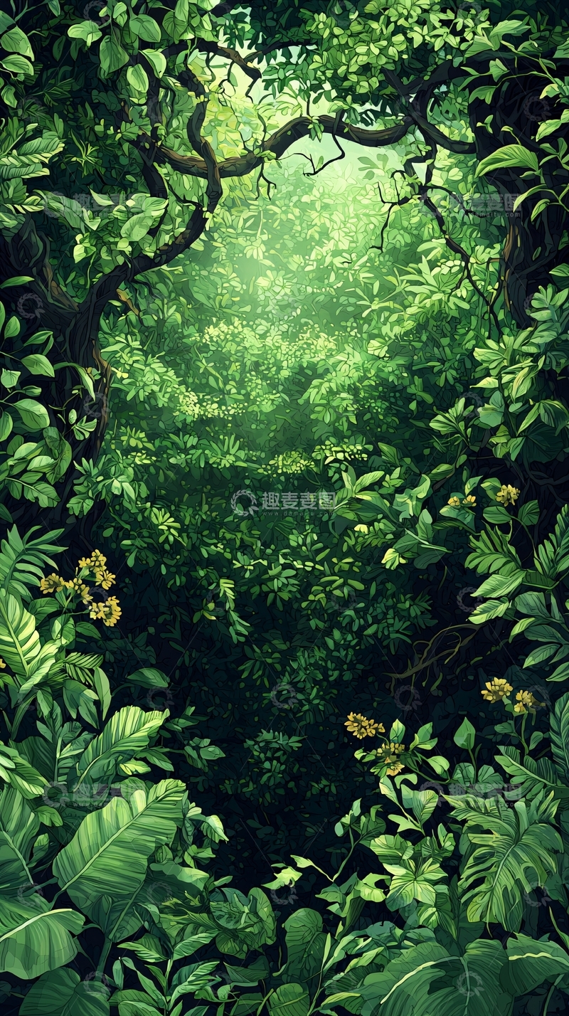 高清大图下载【趣麦麦图】郁郁葱葱的绿色森林