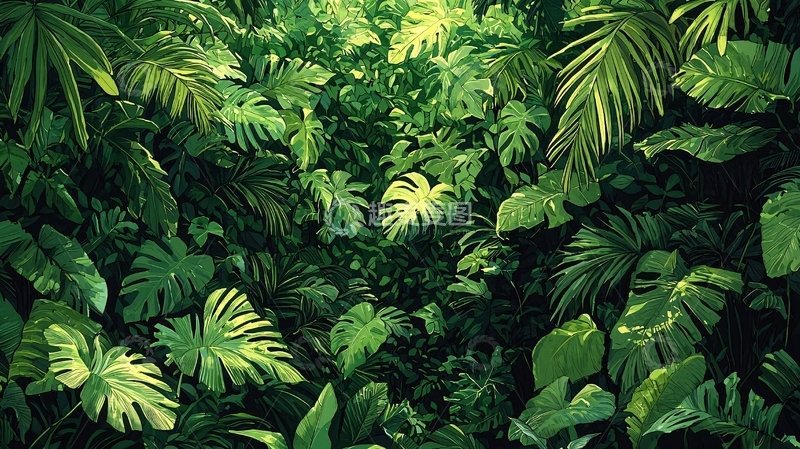 高清大图下载【趣麦麦图】茂盛的绿色热带植物