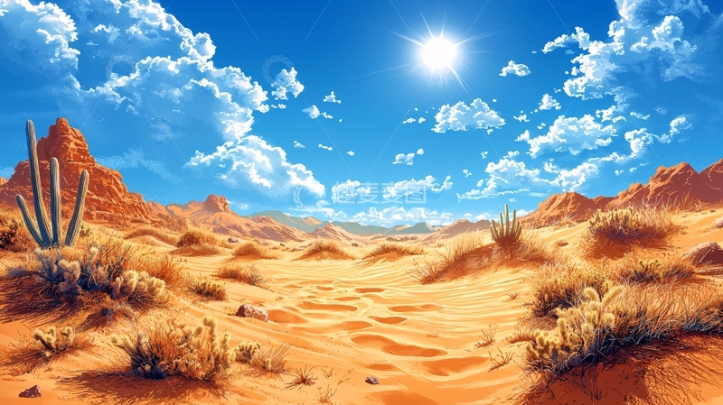 高清大图下载【趣麦麦图】阳光明媚的沙漠景观