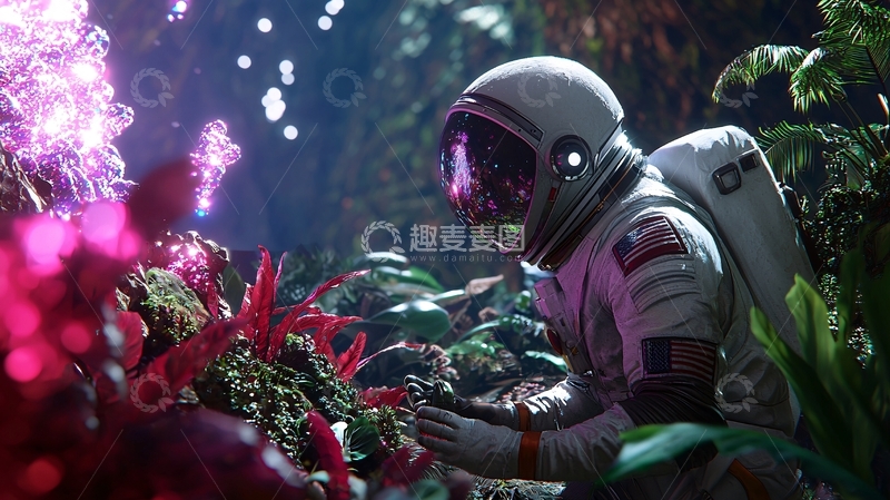 高清大图下载【趣麦麦图】宇航员探索奇异星球