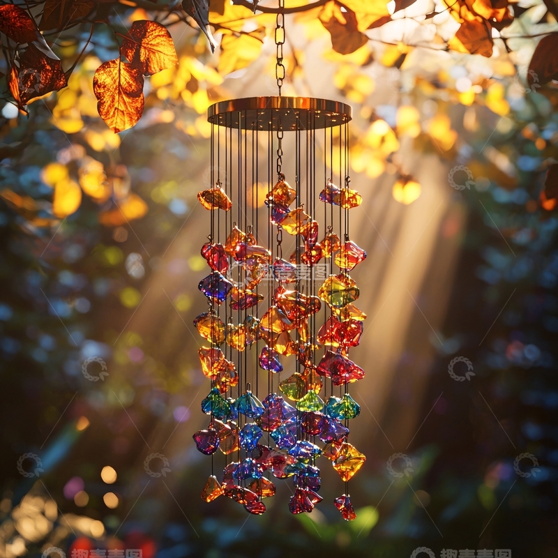 高清大图下载【趣麦麦图】彩色水晶蝴蝶风铃