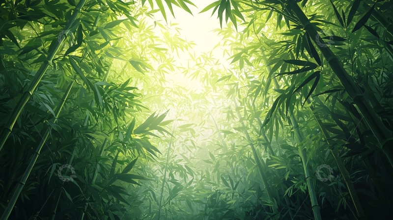 高清大图下载【趣麦麦图】绿色竹林阳光向上生长