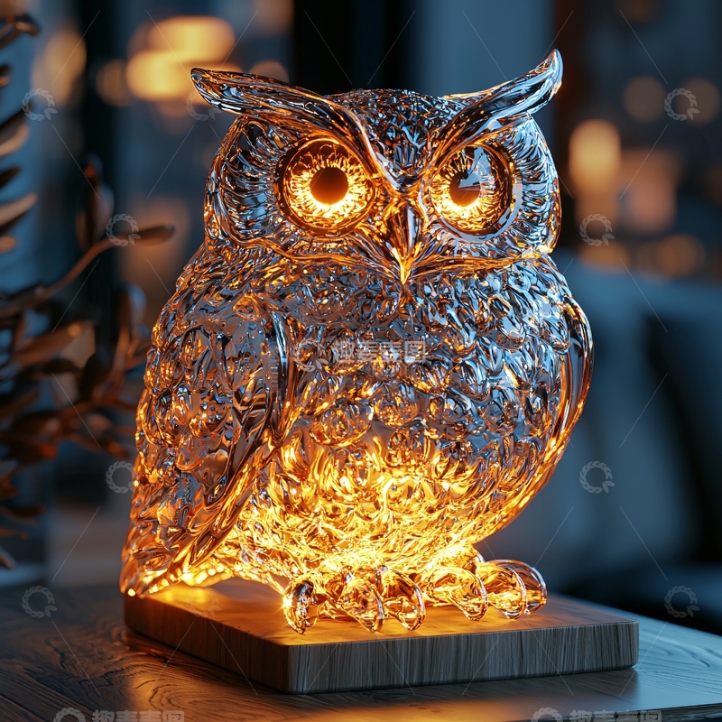高清大图下载【趣麦麦图】发光猫头鹰台灯
