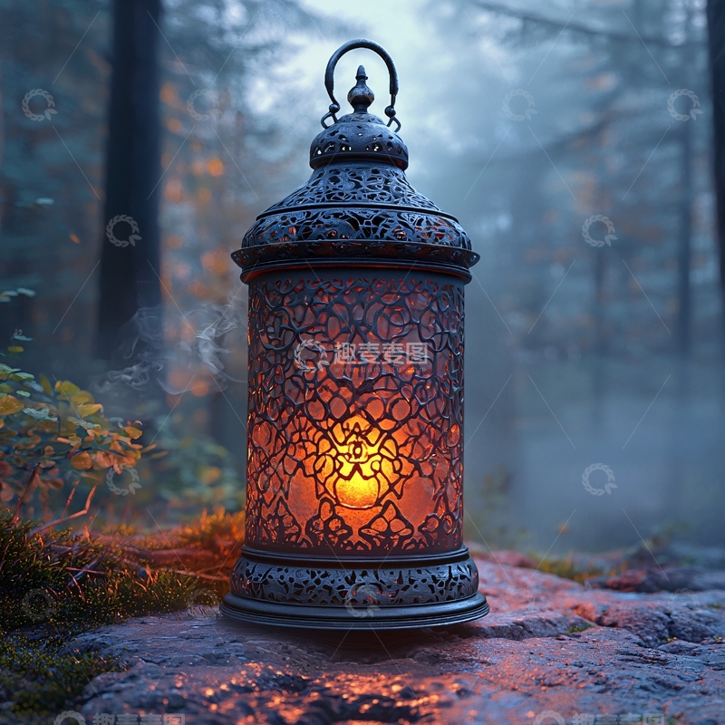 高清大图下载【趣麦麦图】森林中古典灯笼